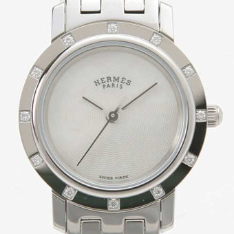 HERMES エルメス レプリカ クリッパー CL4.230.215/3796 ダイヤベゼル ナクレ ホワイトシェル レディース